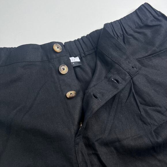 ELOQUII Elements Women's Minimalist Black Linen Button Front Shorts Plus Size 22 - Picture 6 of 16